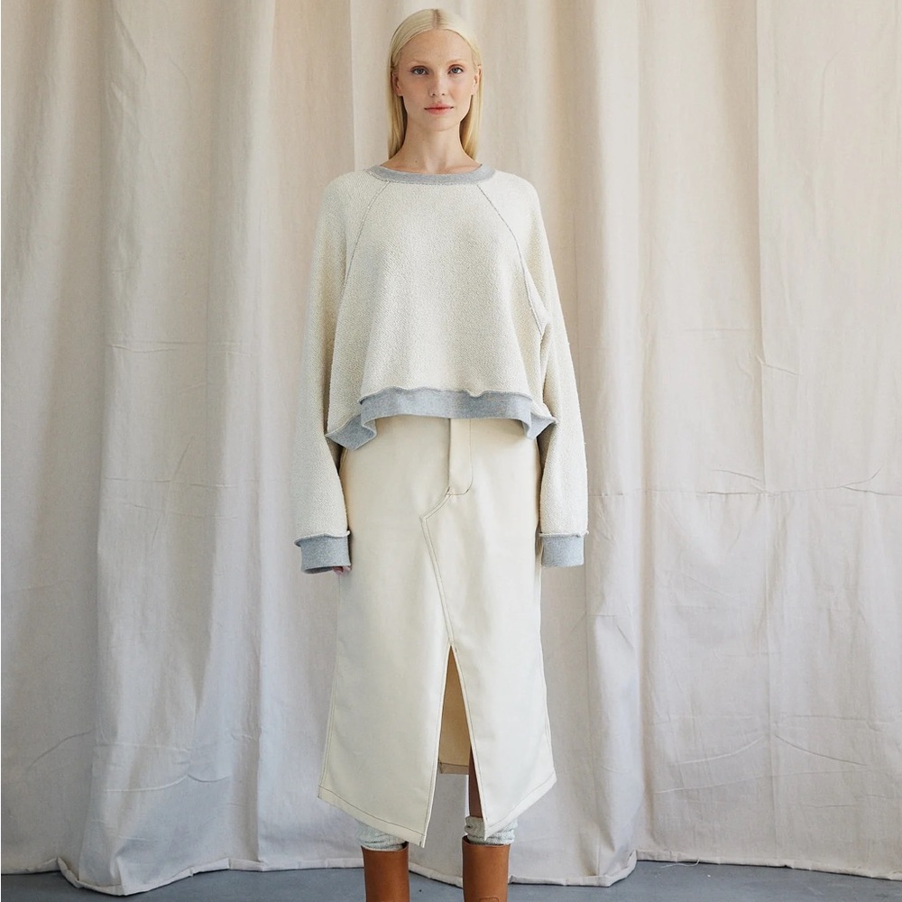 Boheme Bull Denim Skirt In Vanilla L/XL NWT